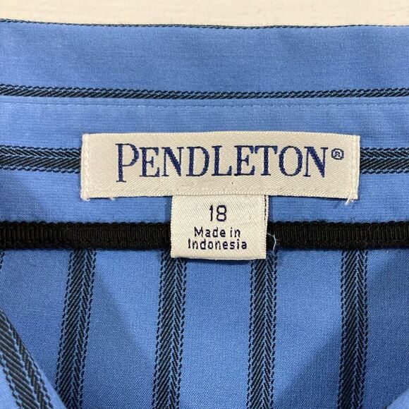 Pendleton Shirt Women’s 18W Blue Stripe Button Up Long Sleeve Casual Vintage - Picture 6 of 11